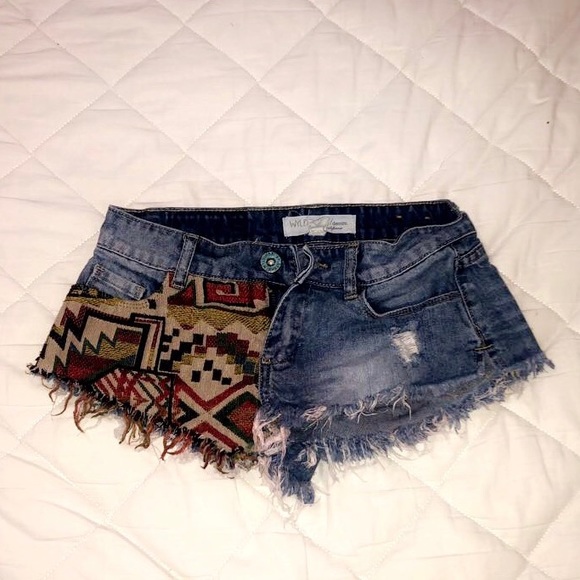 Tribal/Denim jean shorts - Picture 1 of 1